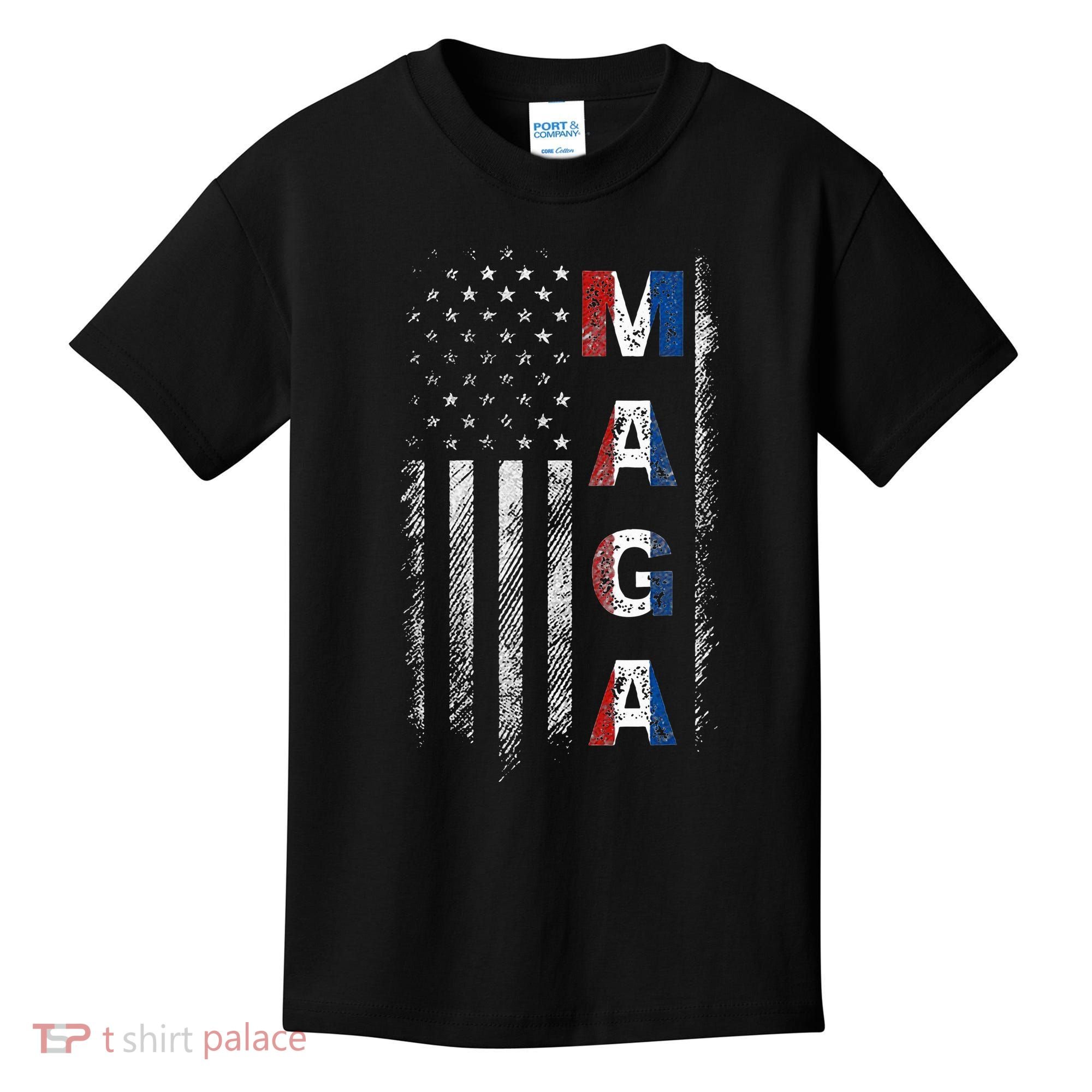 Maga Trump 2024 Us Flag American Kids T-Shirt
