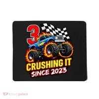 Monster Truck 3 Year Old Boy 3rd Party Birthday Born 2023 Mousepad thumb 0