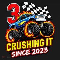 Monster Truck 3 Year Old Boy 3rd Party Birthday Born 2023 Ornament thumb 1