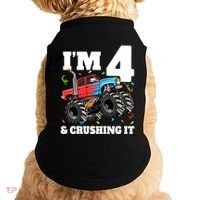 Monster Truck 4th Birthday Boy 4 Four Year Old Doggie Tank thumb 0