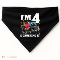 Monster Truck 4th Birthday Boy 4 Four Year Old USA-Made Doggie Bandana thumb 0
