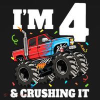 Monster Truck 4th Birthday Boy 4 Four Year Old Ornament thumb 1