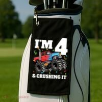 Monster Truck 4th Birthday Boy 4 Four Year Old Golf Towel thumb 2