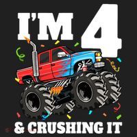 Monster Truck 4th Birthday Boy 4 Four Year Old Golf Towel thumb 3
