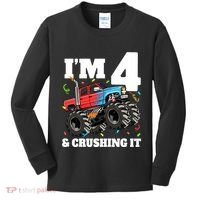 Monster Truck 4th Birthday Boy 4 Four Year Old Kids Long Sleeve Shirt thumb 0