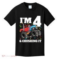 Monster Truck 4th Birthday Boy 4 Four Year Old Kids T-Shirt thumb 0