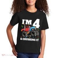 Monster Truck 4th Birthday Boy 4 Four Year Old Kids T-Shirt thumb 2