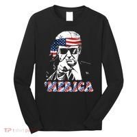Merica Trump 4th Of July American Flag Festive Long Sleeve Shirt thumb 0