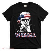 Merica Trump 4th Of July American Flag Festive T-Shirt thumb 0