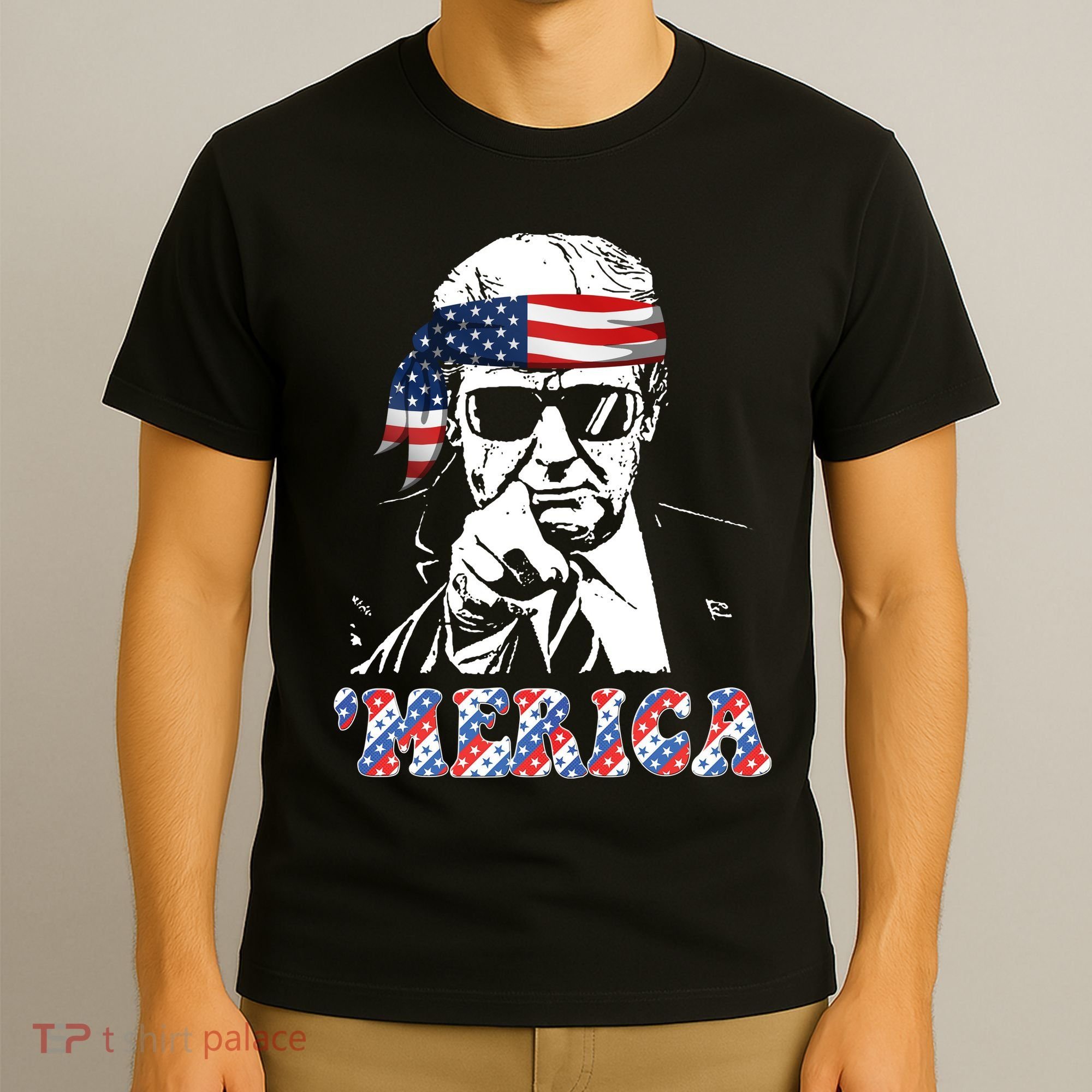 Merica Trump 4th Of July American Flag Festive T-Shirt