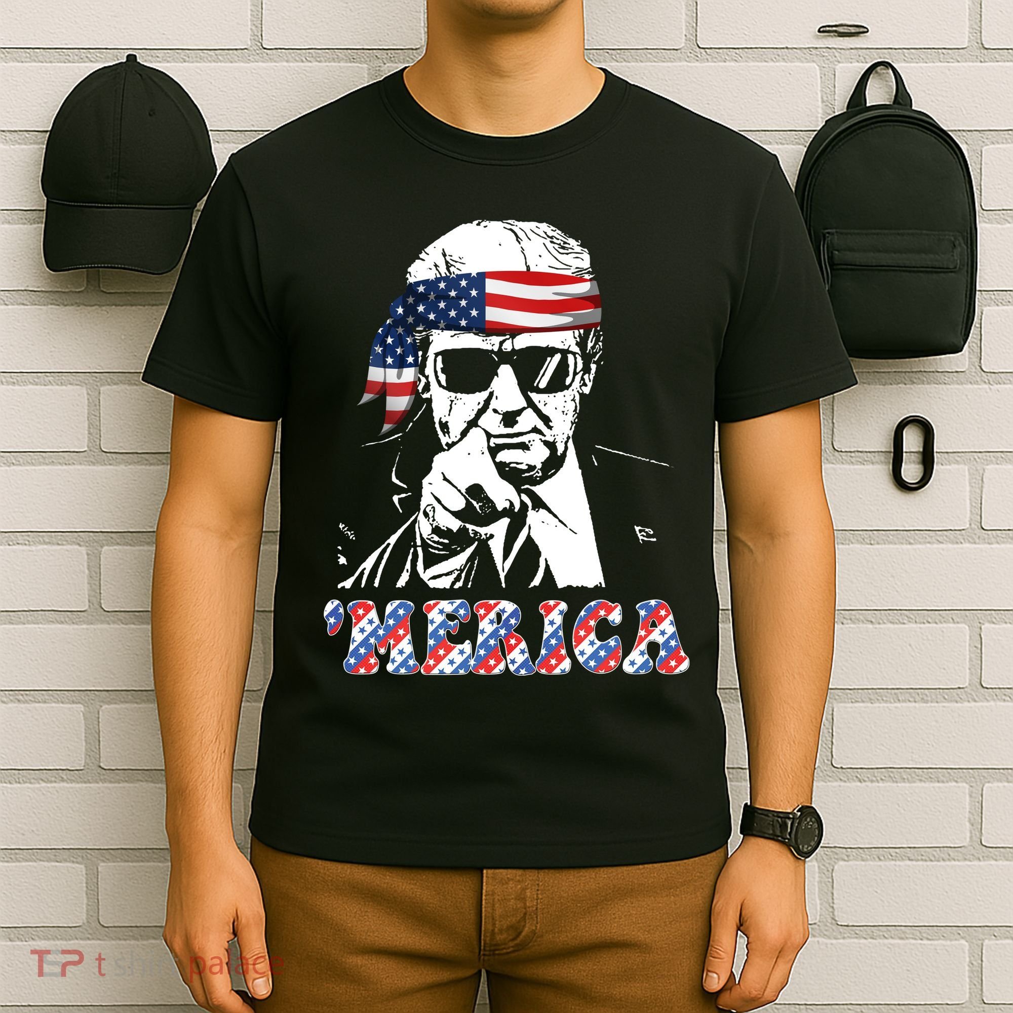 Merica Trump 4th Of July American Flag Festive T-Shirt
