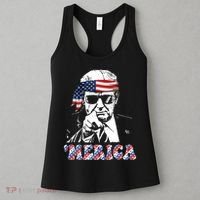 Merica Trump 4th Of July American Flag Festive Women's Tank Top thumb 3