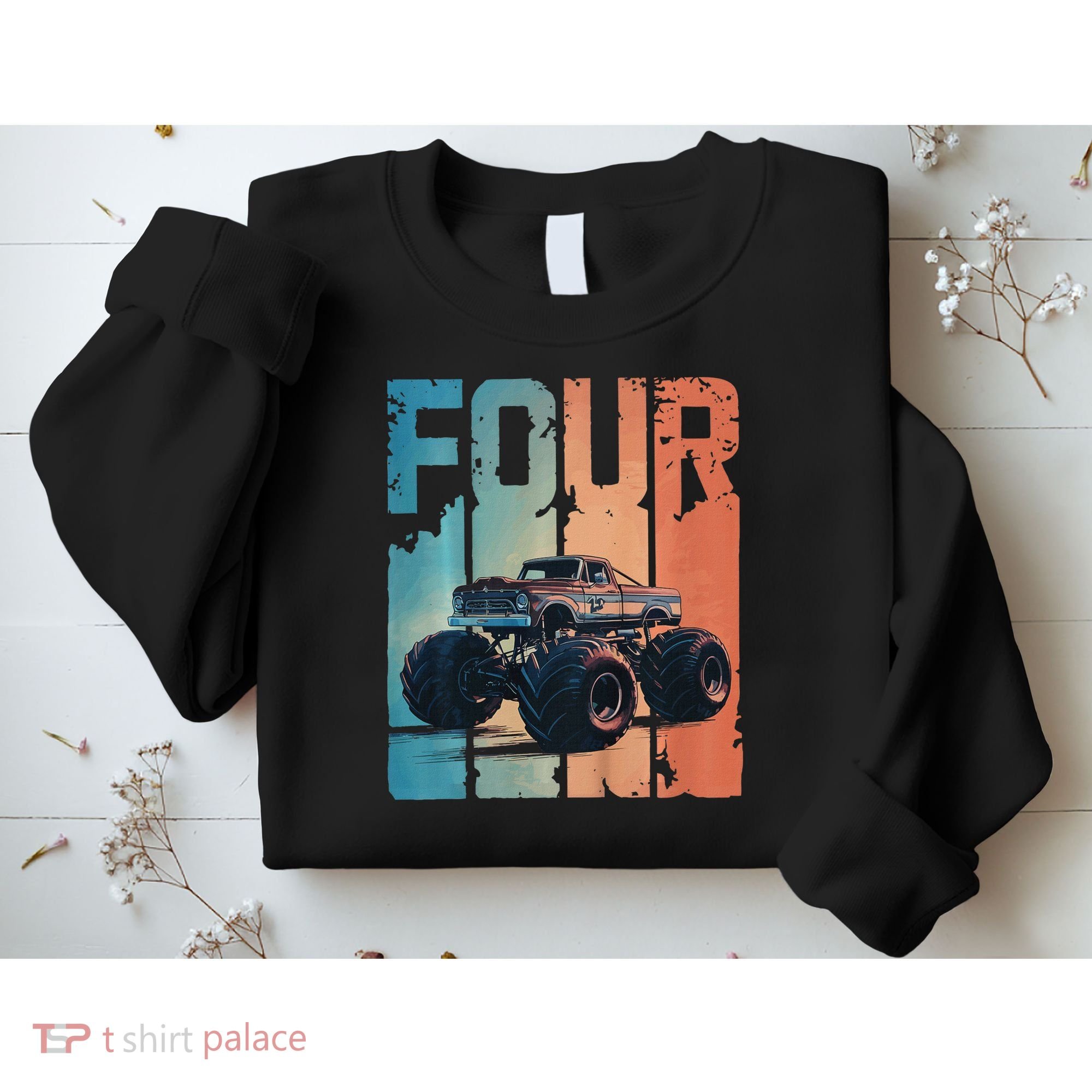 Monster Truck 4th Birthday Sweatshirt