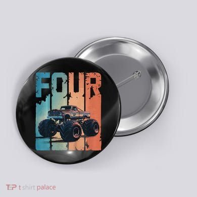 Monster Truck 4th Birthday Button