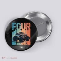Monster Truck 4th Birthday Button thumb 0