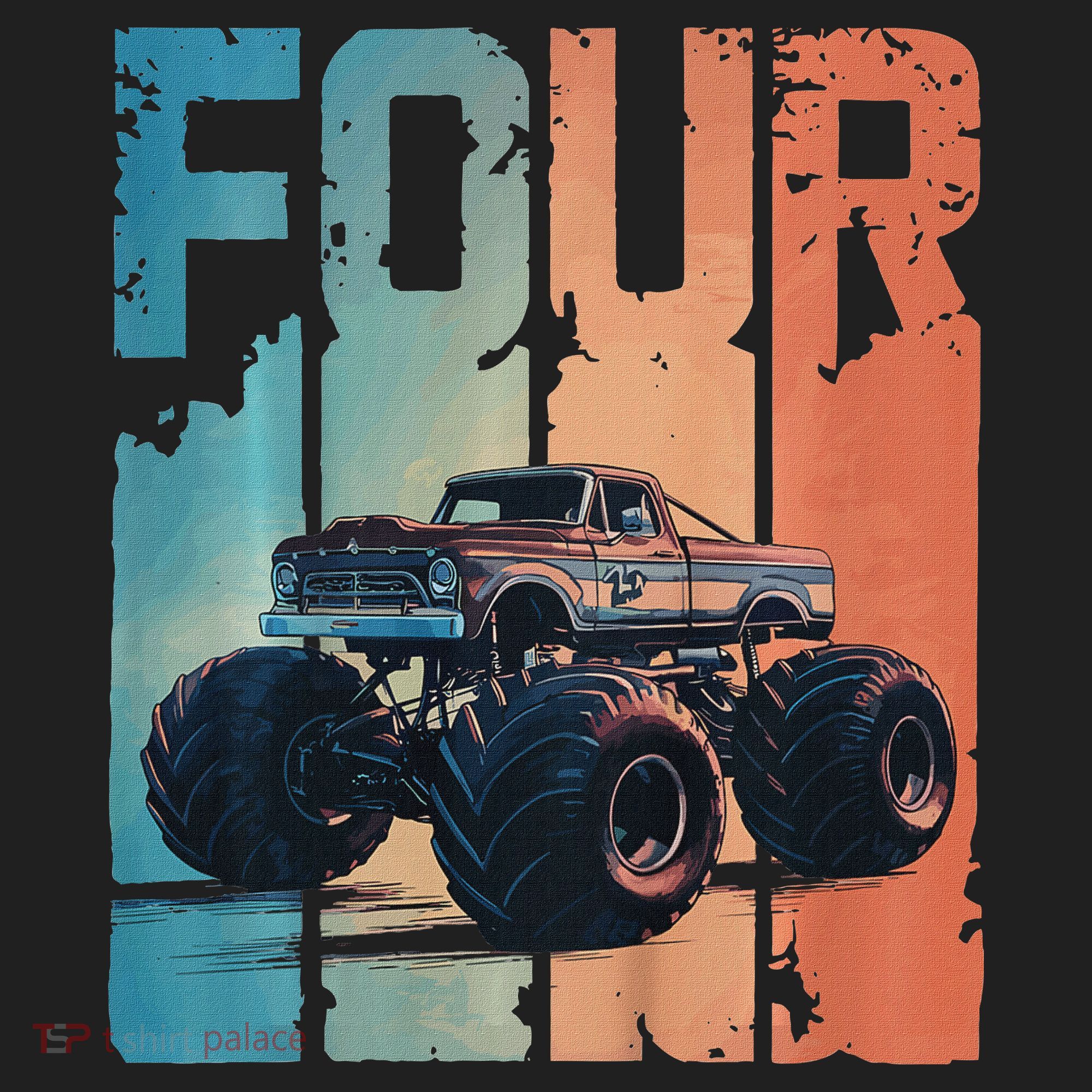 Monster Truck 4th Birthday Tumbler
