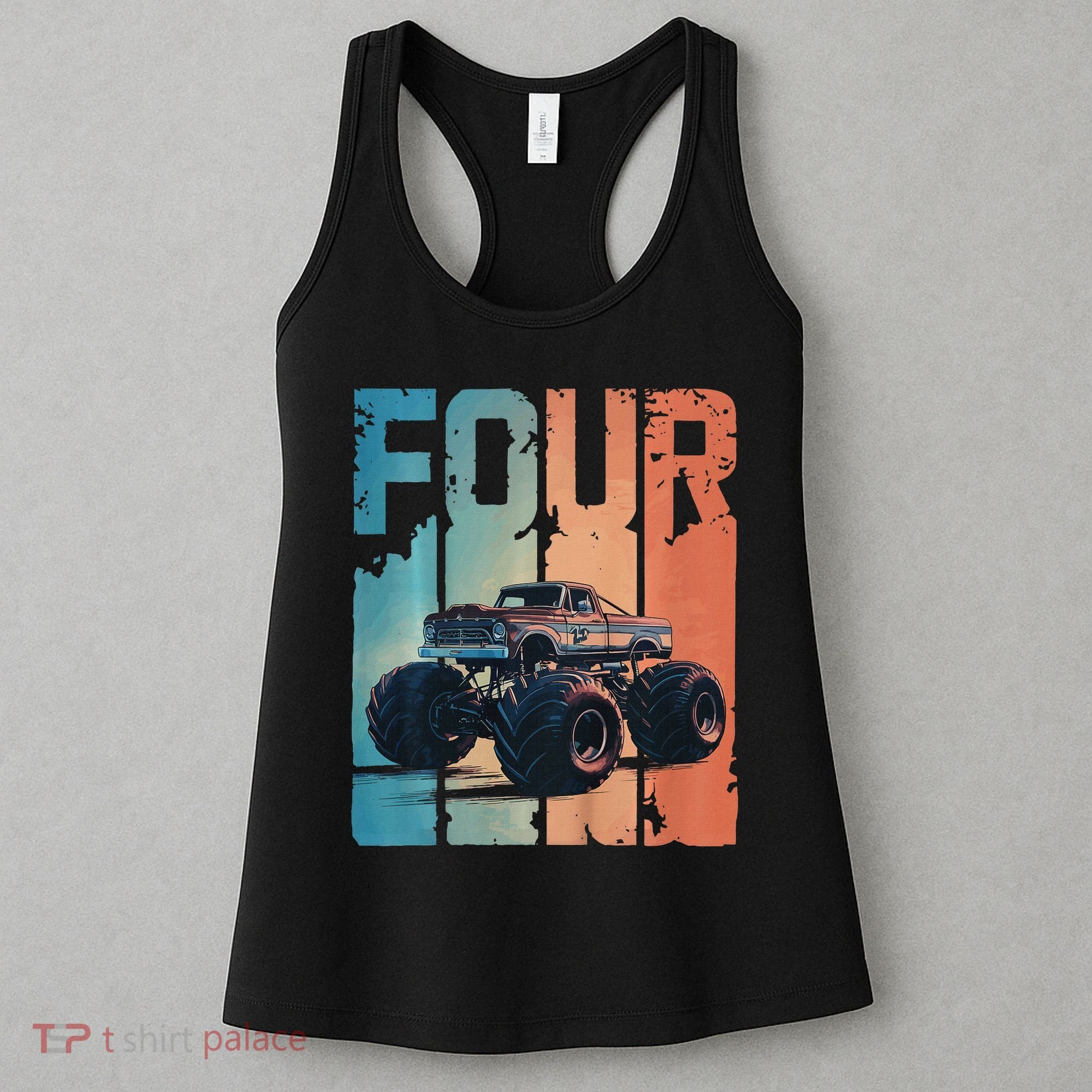 Monster Truck 4th Birthday Women's Tank Top