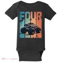 Monster Truck 4th Birthday Baby Bodysuit thumb 0
