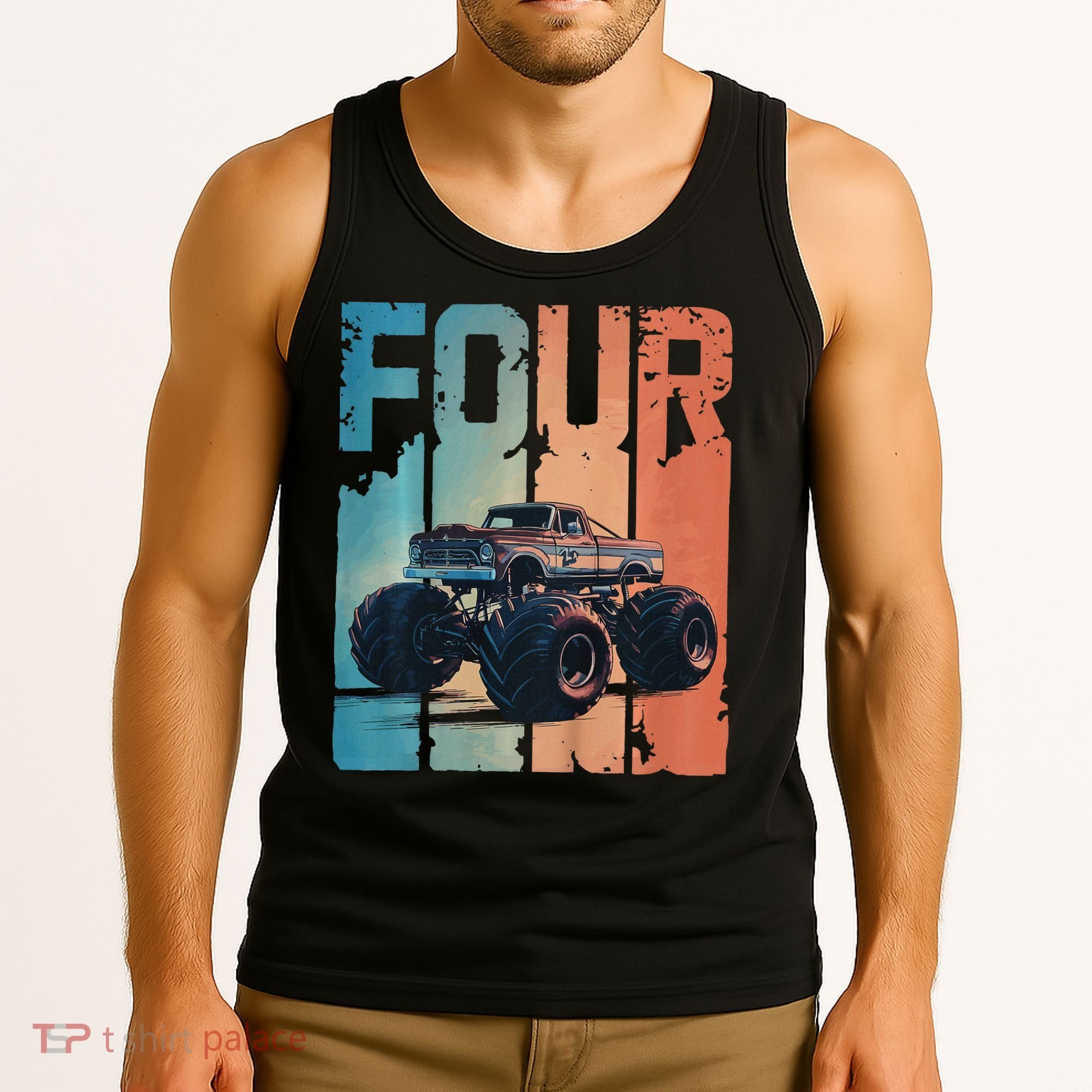 Monster Truck 4th Birthday Tank Top