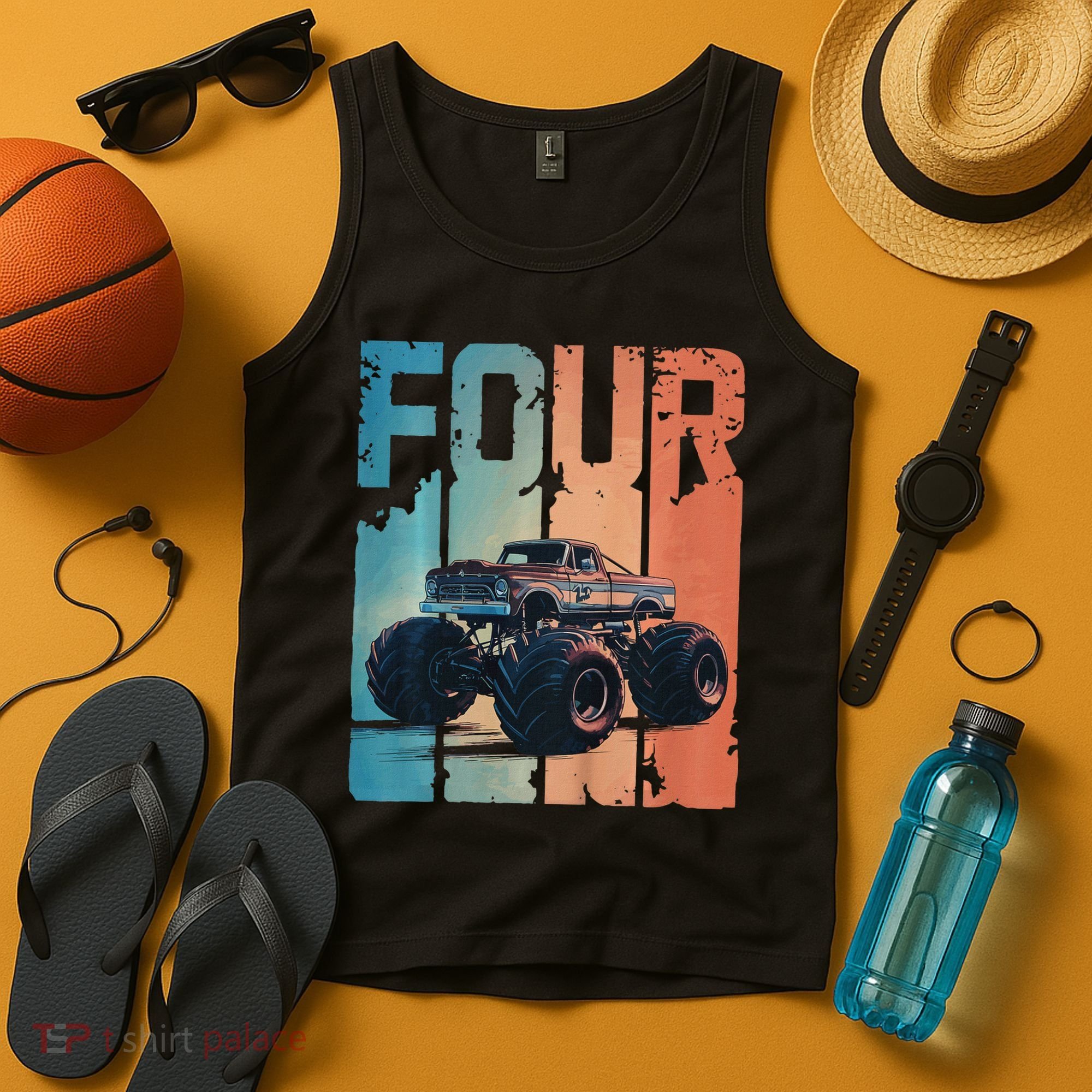 Monster Truck 4th Birthday Tank Top