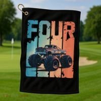 Monster Truck 4th Birthday Golf Towel thumb 1
