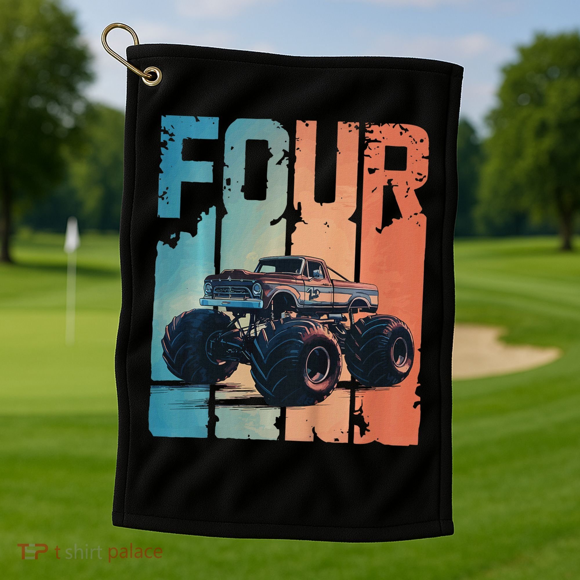 Monster Truck 4th Birthday Golf Towel