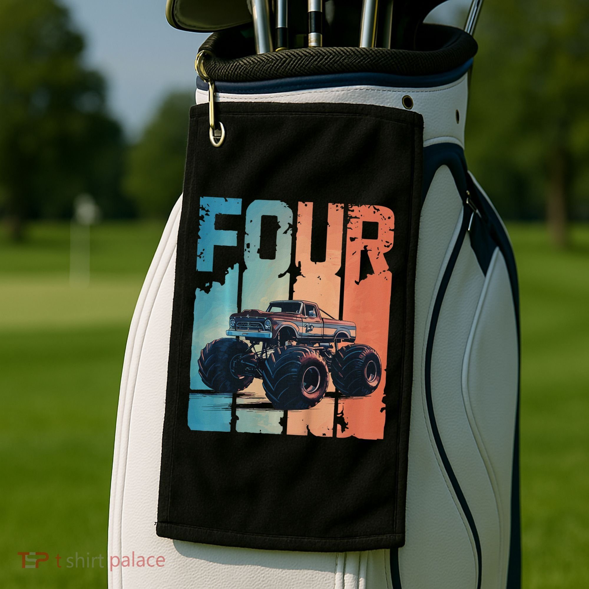 Monster Truck 4th Birthday Golf Towel