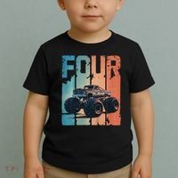 Monster Truck 4th Birthday Toddler T-Shirt thumb 2