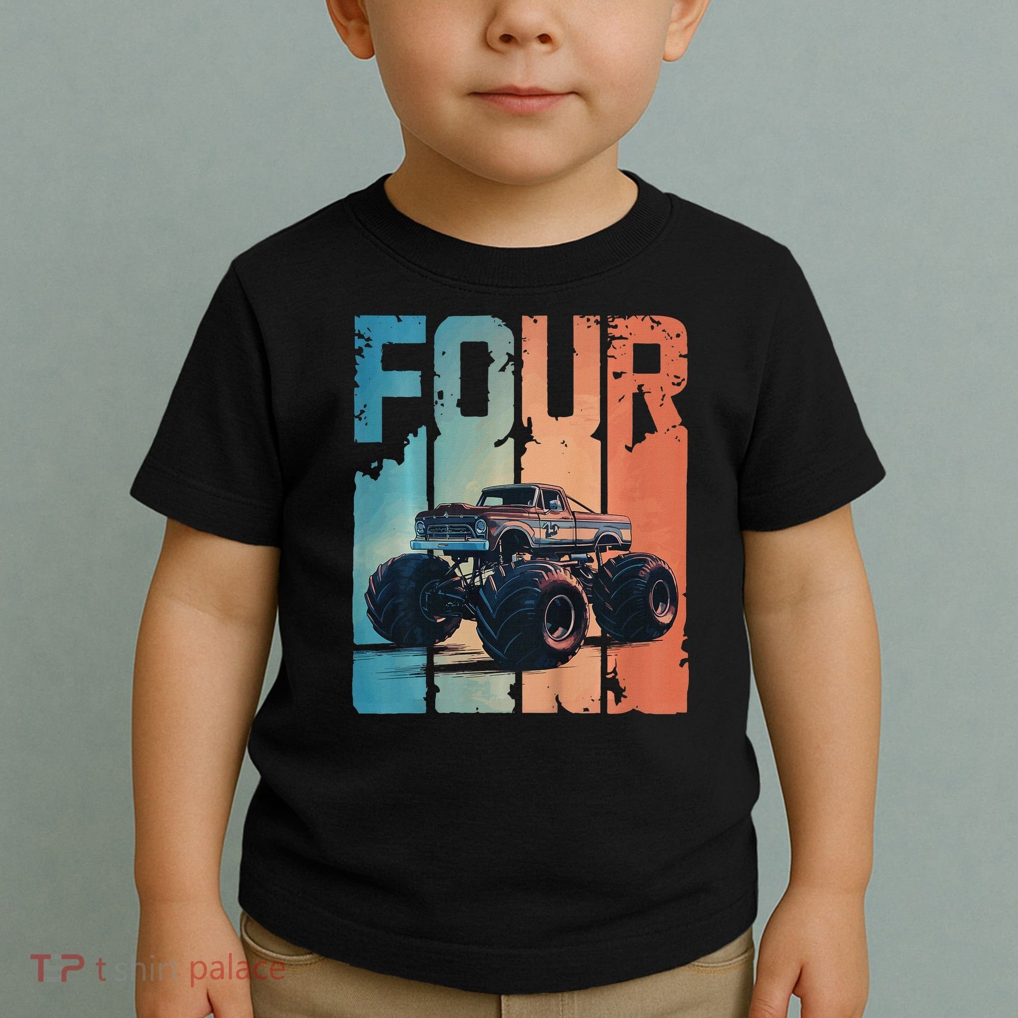 Monster Truck 4th Birthday Toddler T-Shirt