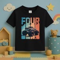Monster Truck 4th Birthday Toddler T-Shirt thumb 3