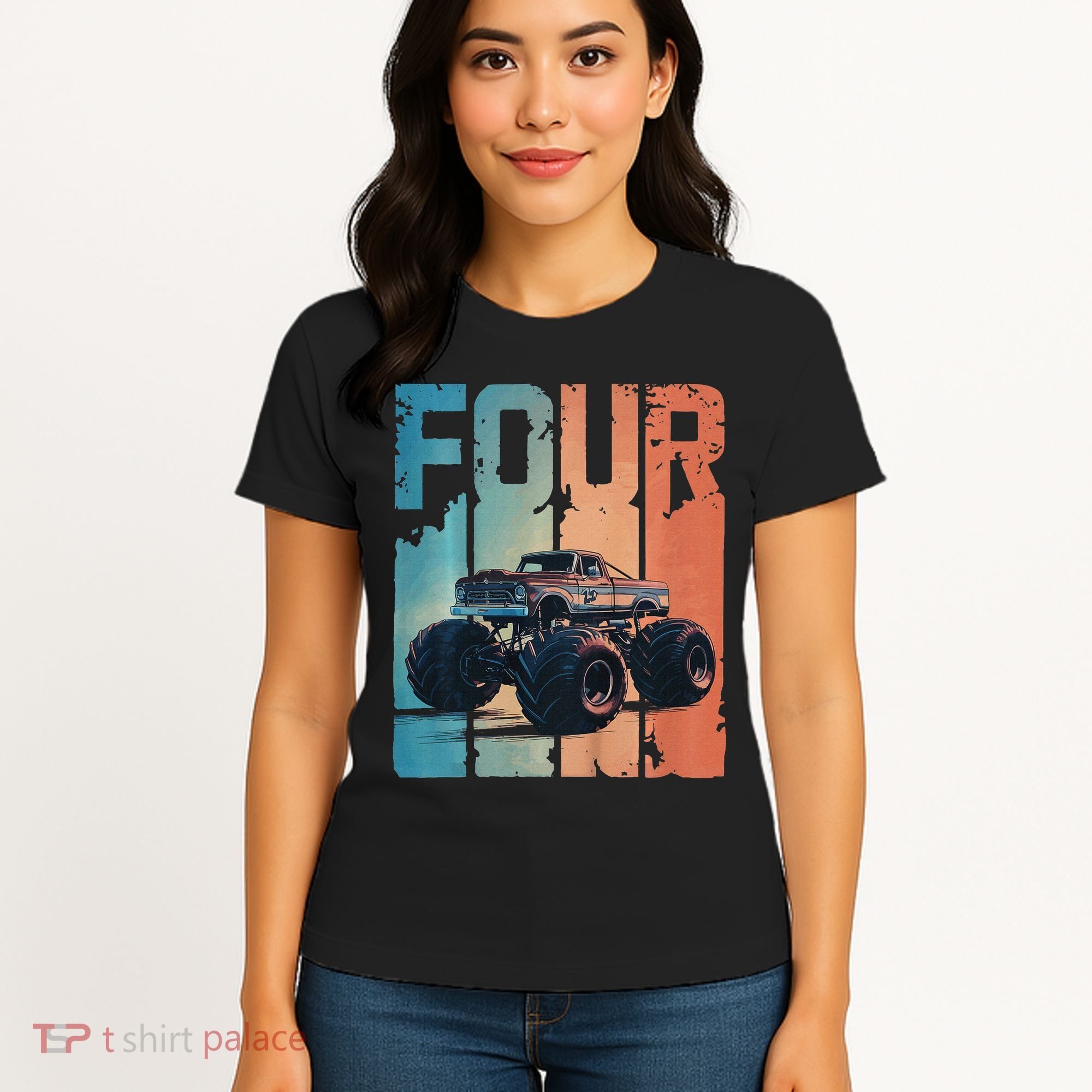 Monster Truck 4th Birthday Women's T-Shirt