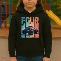 Monster Truck 4th Birthday Kids Hoodie thumb 3