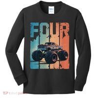 Monster Truck 4th Birthday Kids Long Sleeve Shirt thumb 0