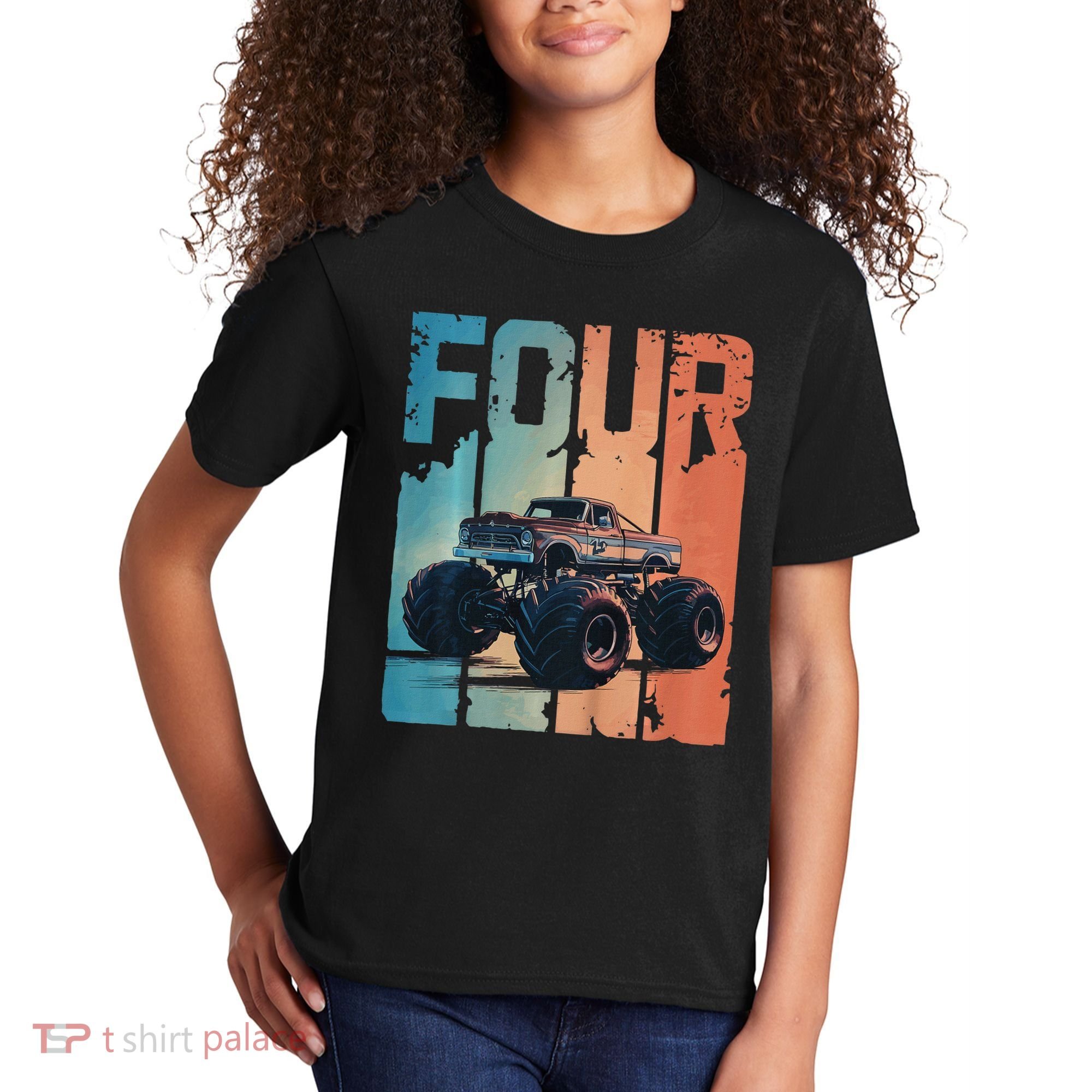 Monster Truck 4th Birthday Kids T-Shirt