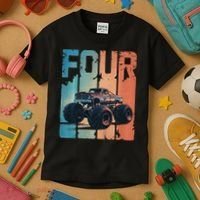 Monster Truck 4th Birthday Kids T-Shirt thumb 3