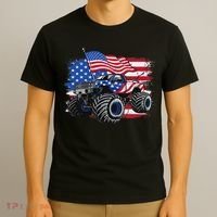 Monster Truck 4th Of July American Flag Usa T-Shirt thumb 3