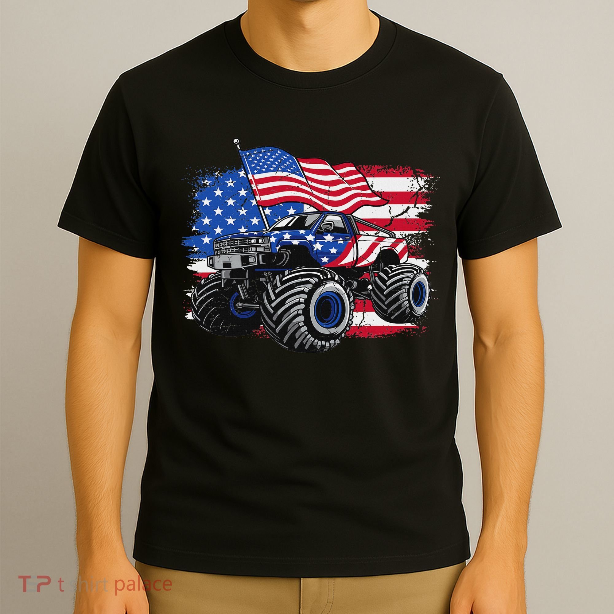 Monster Truck 4th Of July American Flag Usa T-Shirt