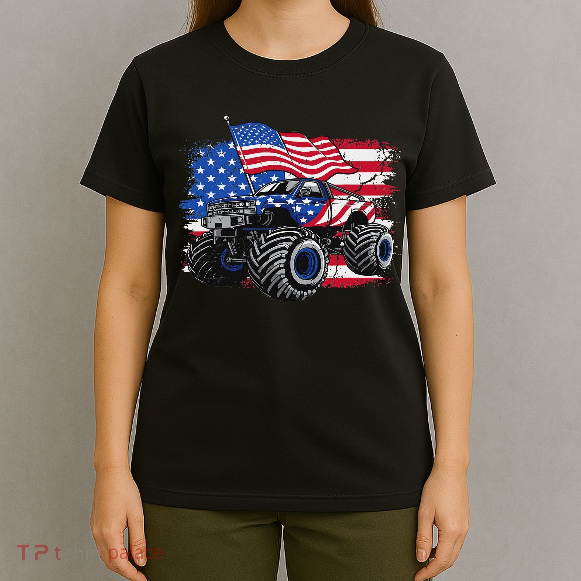 Monster Truck 4th Of July American Flag Usa T-Shirt