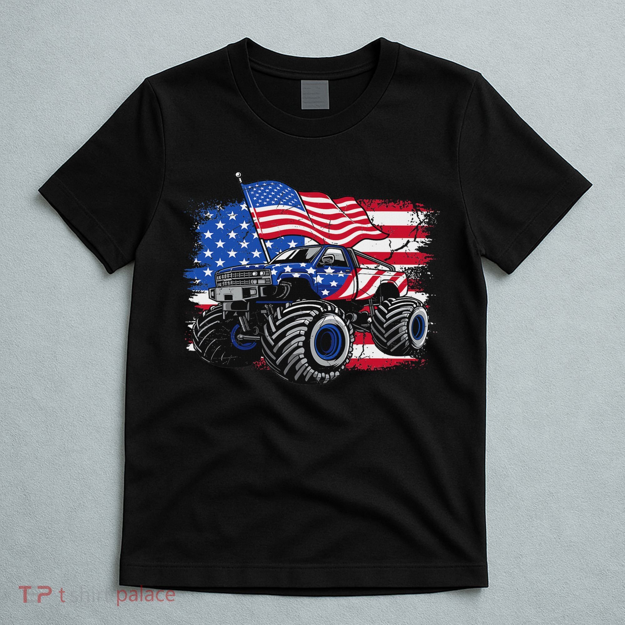 Monster Truck 4th Of July American Flag Usa T-Shirt