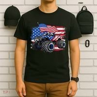 Monster Truck 4th Of July American Flag Usa T-Shirt thumb 6