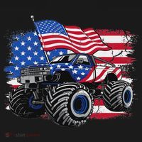 Monster Truck 4th Of July American Flag Usa T-Shirt thumb 7