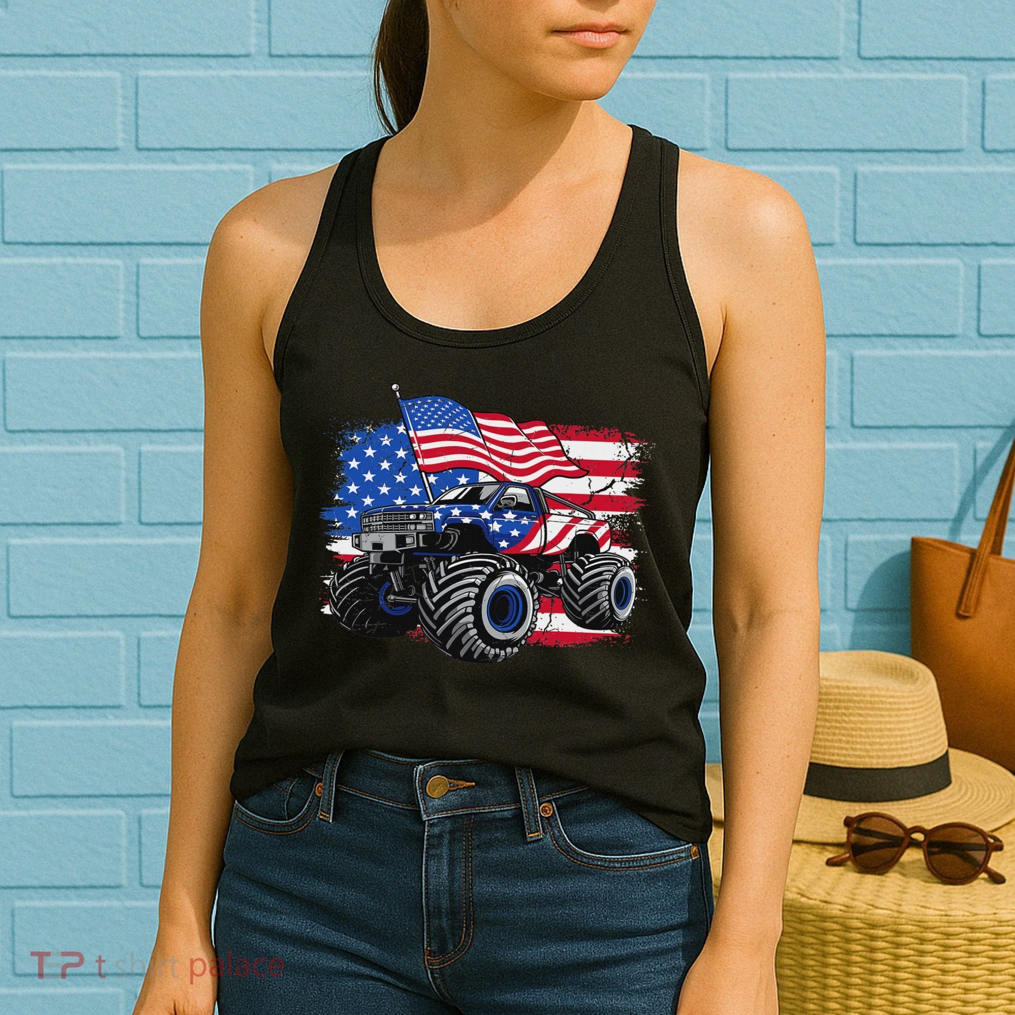 Monster Truck 4th Of July American Flag Usa Women's Tank Top