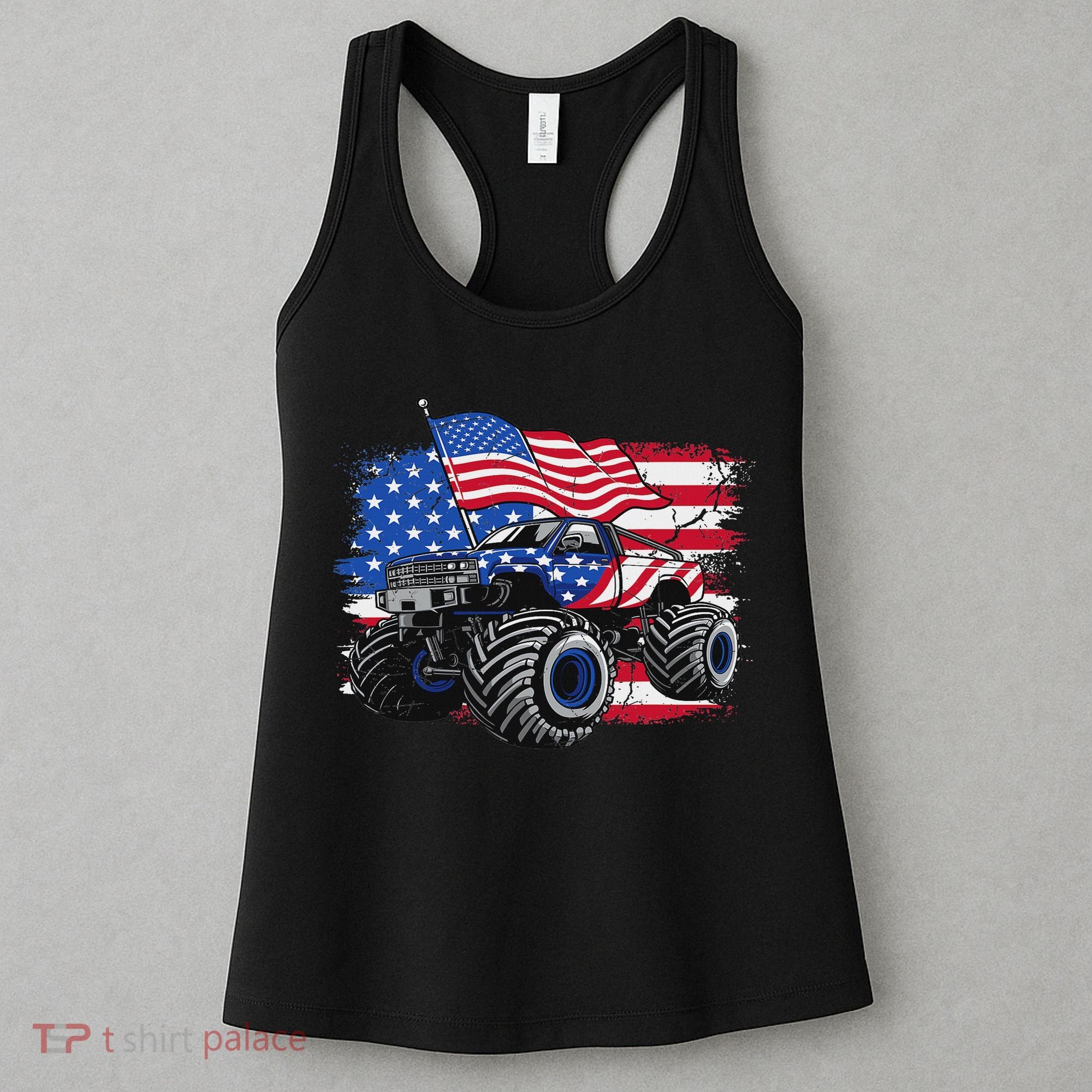 Monster Truck 4th Of July American Flag Usa Women's Tank Top