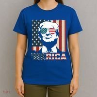 Merica Trump 4th Of July American Flag Republican T-Shirt thumb 4