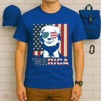 Merica Trump 4th Of July American Flag Republican T-Shirt thumb 6