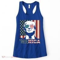 Merica Trump 4th Of July American Flag Republican Women's Tank Top thumb 0