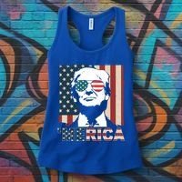 Merica Trump 4th Of July American Flag Republican Women's Tank Top thumb 3