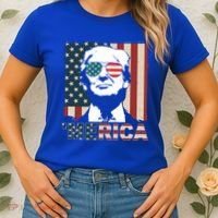 Merica Trump 4th Of July American Flag Republican Women's T-Shirt thumb 2