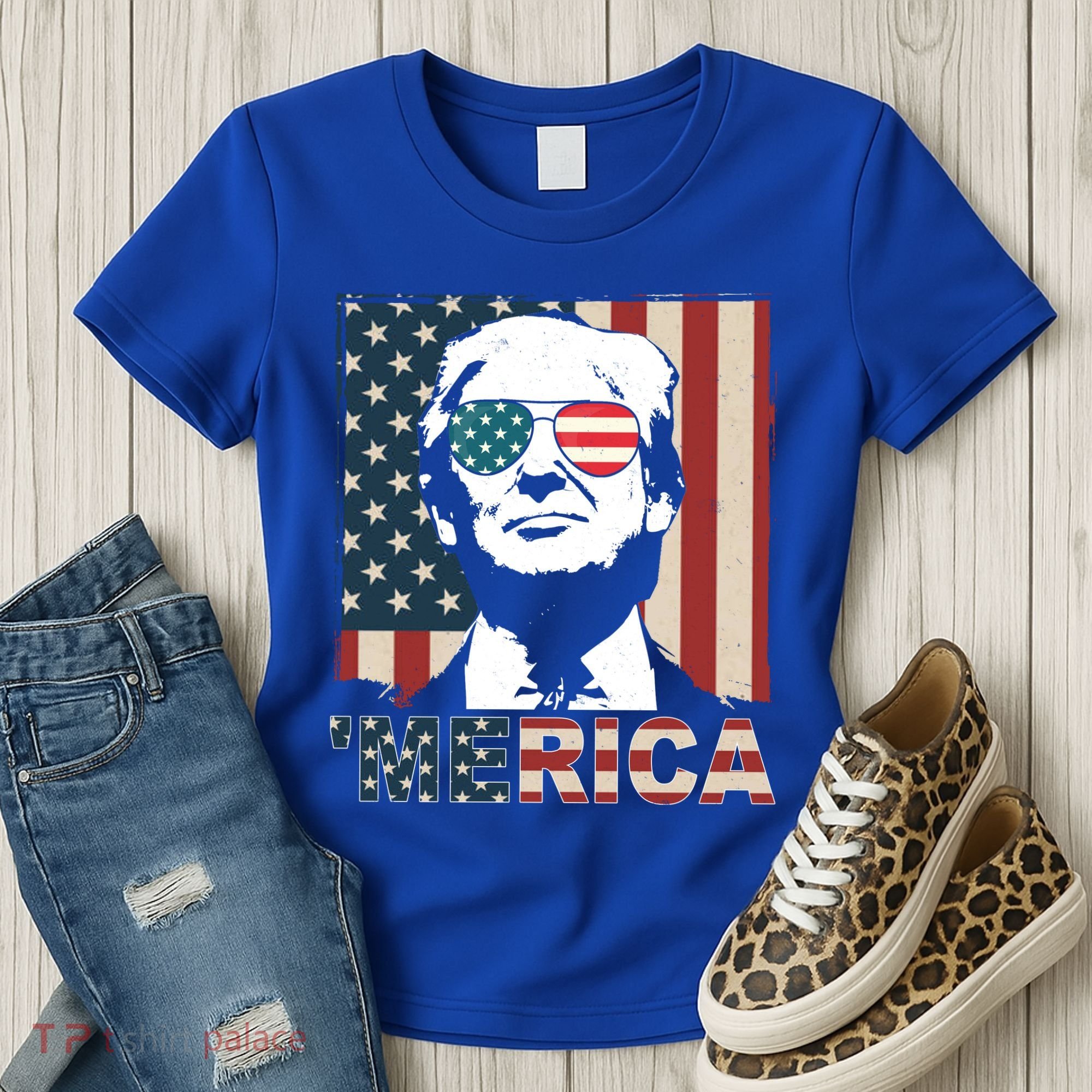 Merica Trump 4th Of July American Flag Republican Women's T-Shirt