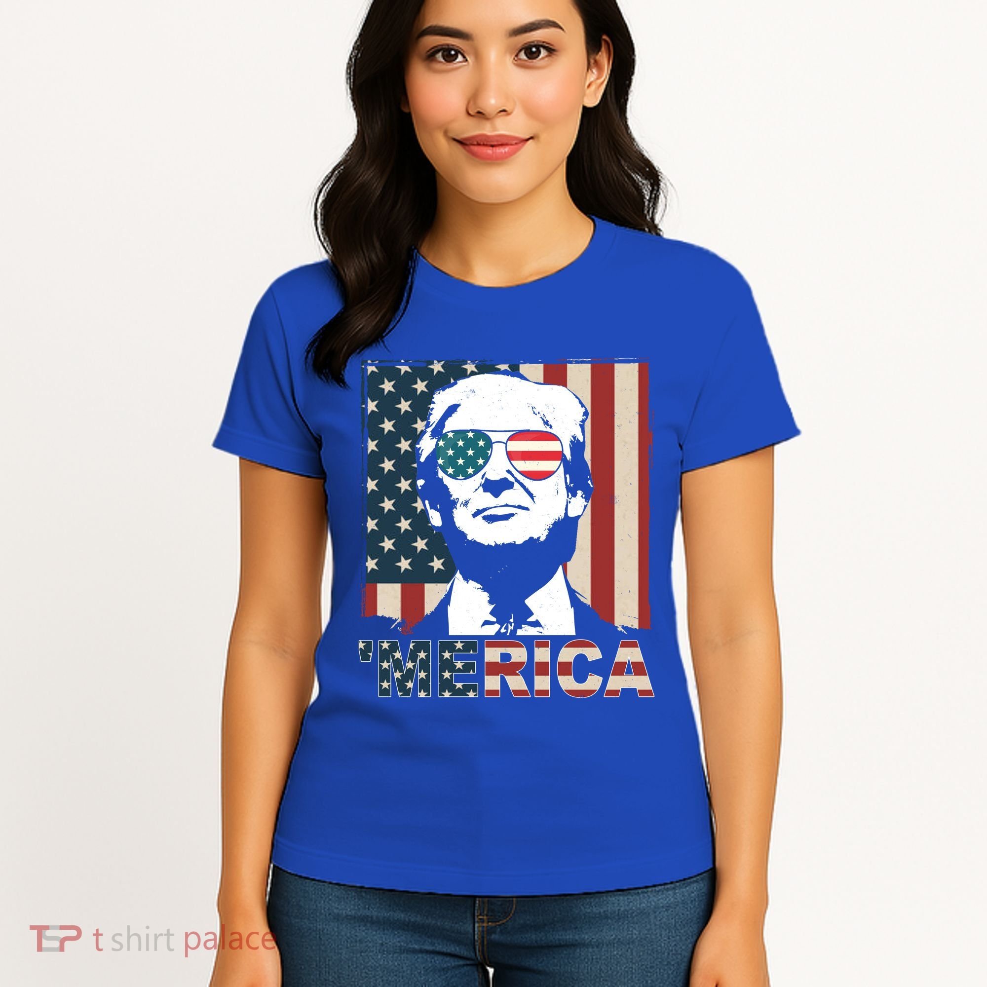 Merica Trump 4th Of July American Flag Republican Women's T-Shirt